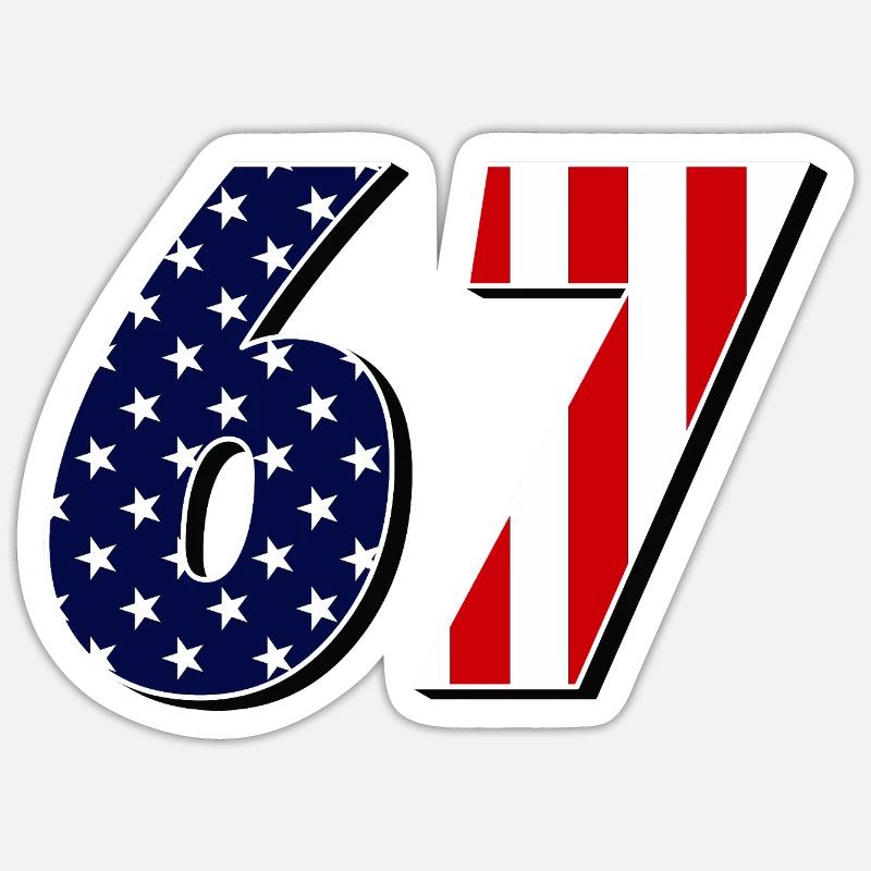 Sixty-seven, 67, 6, 7 - Sticker size S (10 x 10 cm) - white matte