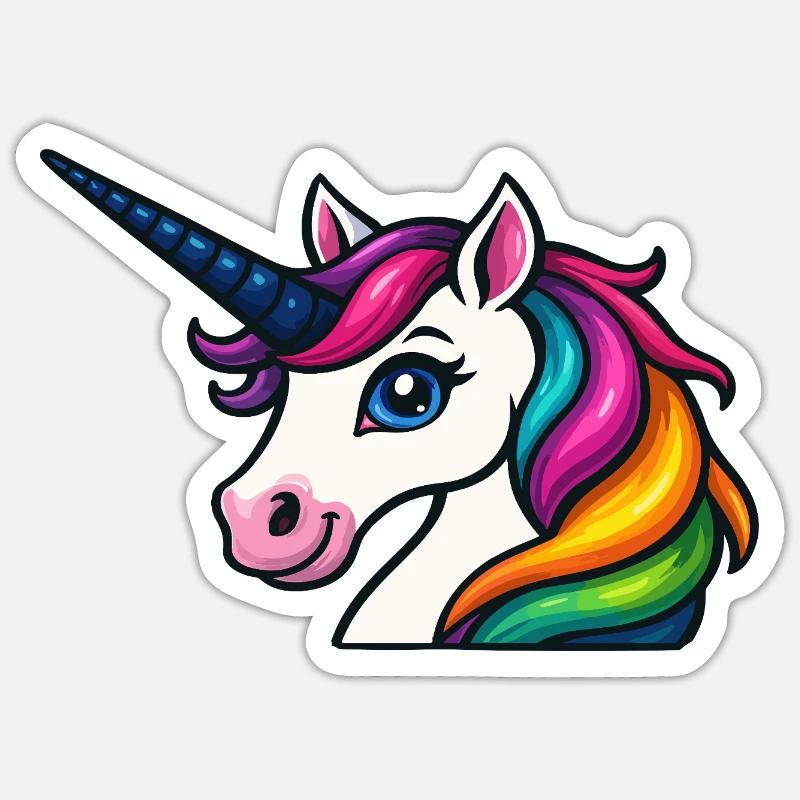 Strahlendes Regenbogen-Einhorn - Sticker Größe S (10 x 10 cm) - Mattweiß