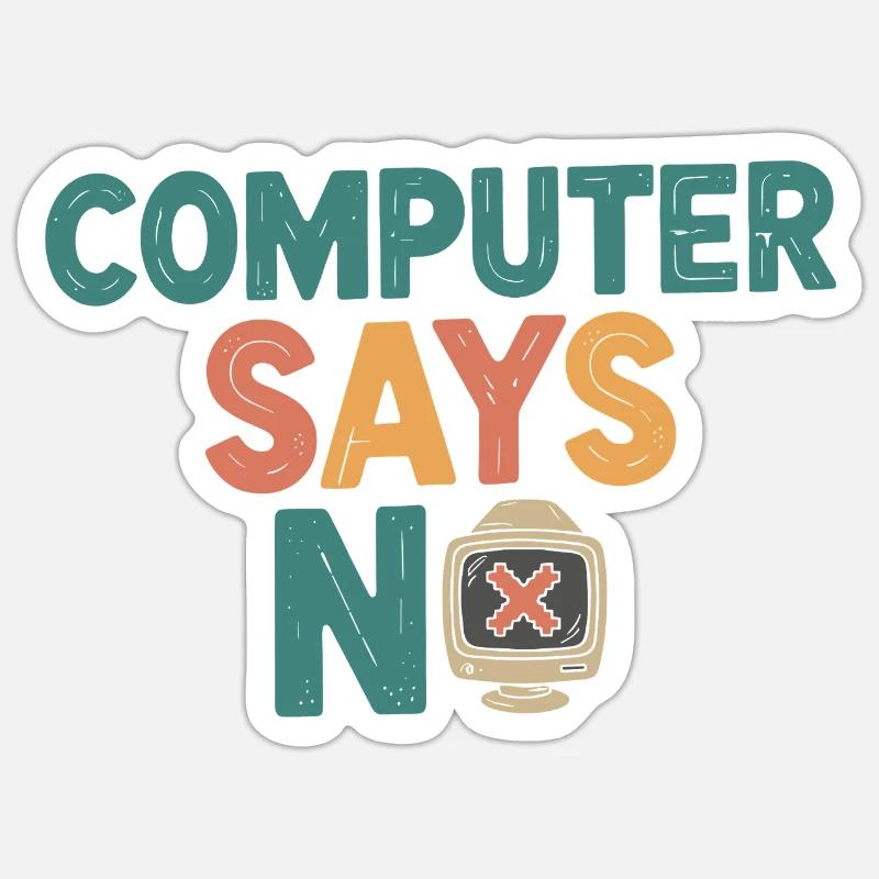 Retro Computer Says No - Sticker size S (10 x 10 cm) - white matte