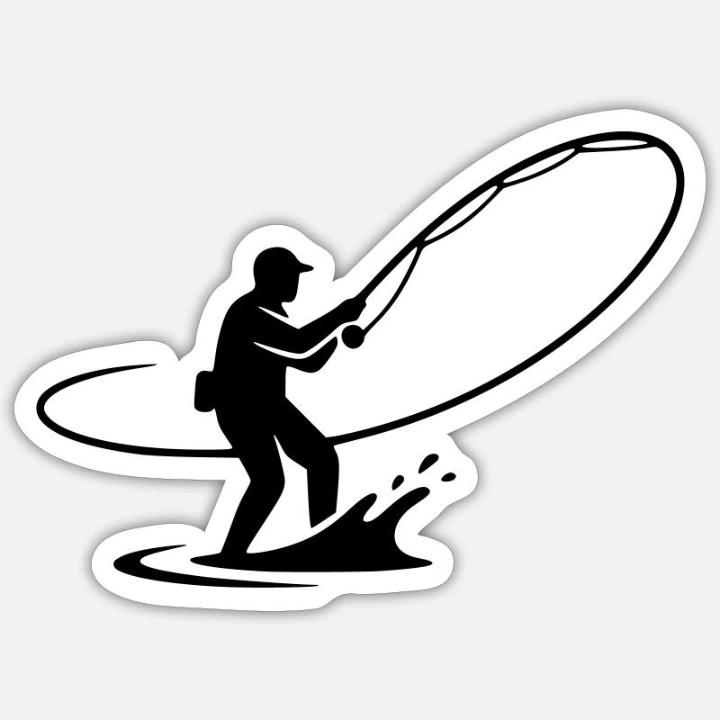 Dynamic Angler Casting Rod Vector - Sticker size S (10 x 10 cm) - white matte