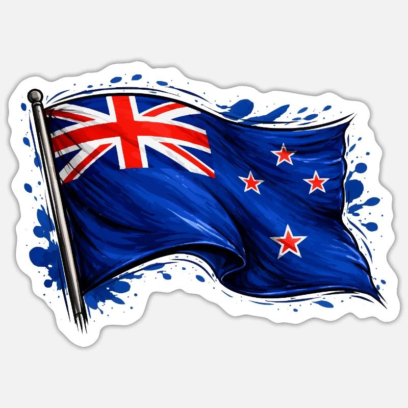 drapeau de la Nouvelle-Zélande - Sticker taille S (10 x 10 cm) - blanc mat