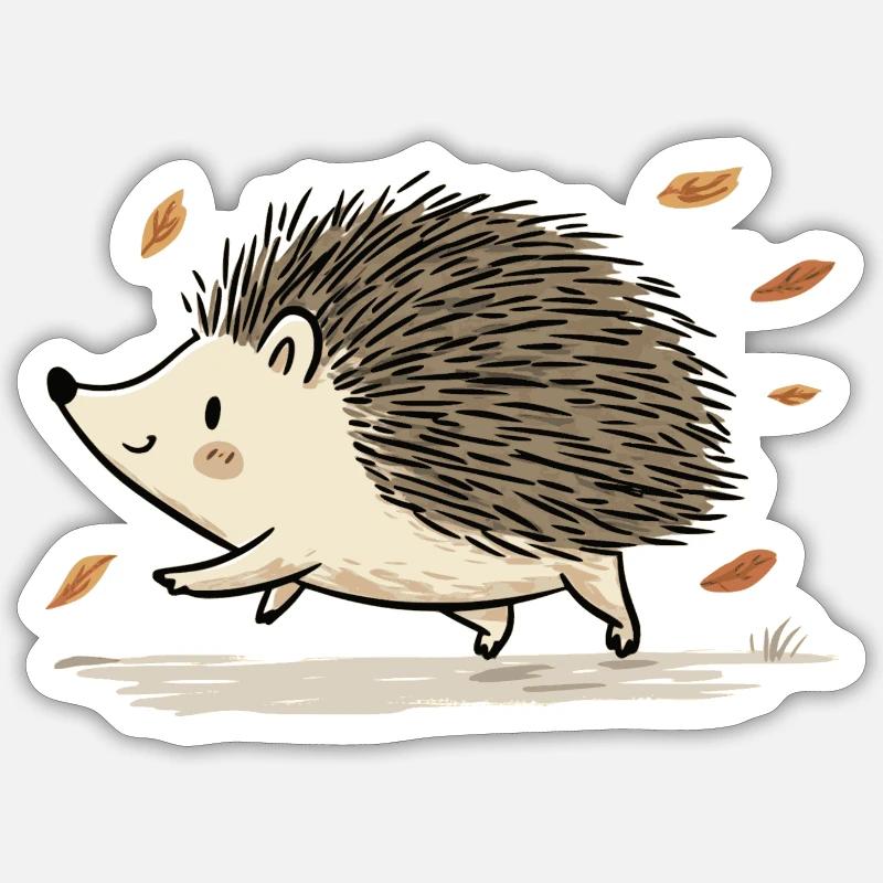 Enfant hérisson mignon - Sticker taille S (10 x 10 cm) - blanc mat