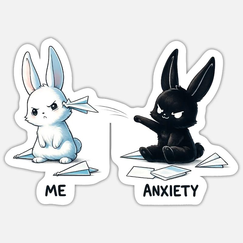 Conception du mème Fear Bunny - Sticker taille S (10 x 10 cm) - blanc mat