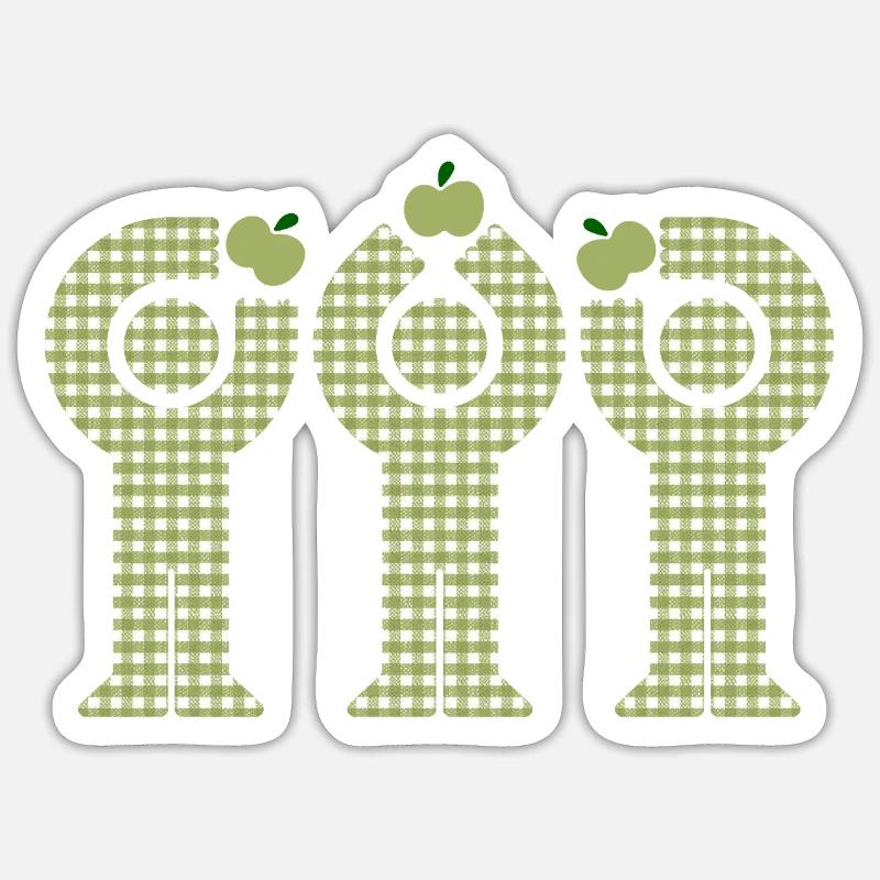 Green Gingham Minis Apple Figures Sticker size S (10 x 10 cm)