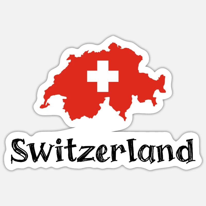 Switzerland (Black Text) - Sticker size S (10 x 10 cm) - white matte