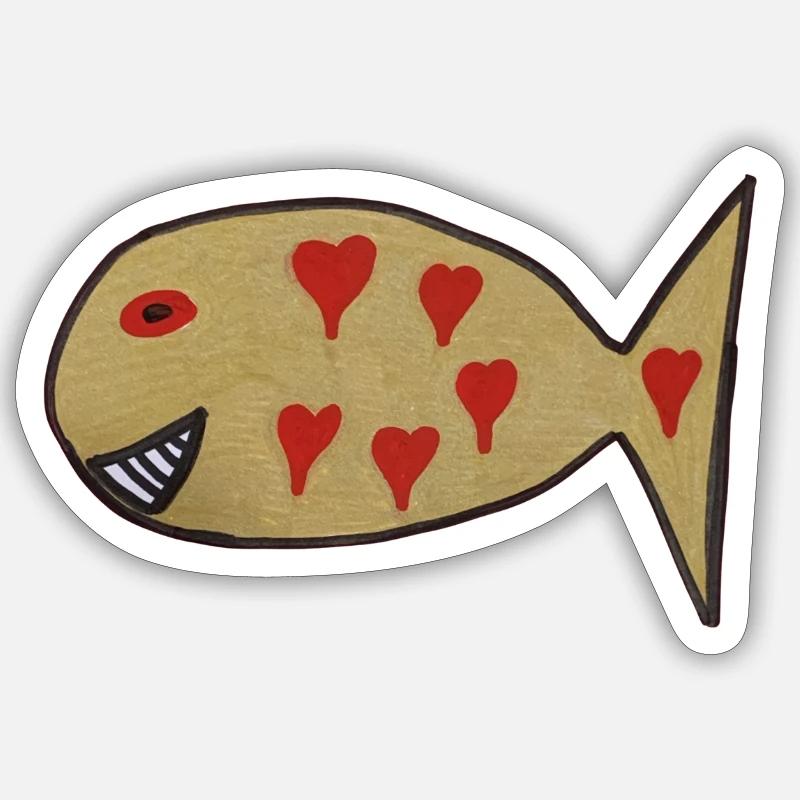 Heart fish with heart pattern - Sticker size S (10 x 10 cm) - white matte