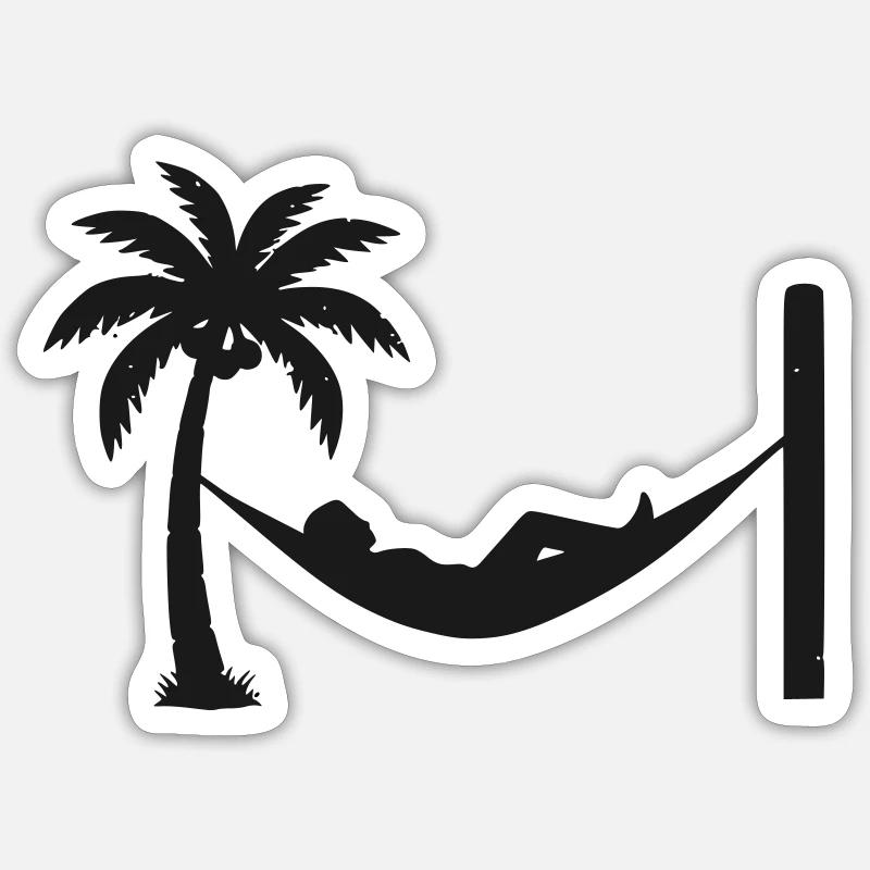 Hamac Palm Chill - Sticker taille S (10 x 10 cm) - blanc mat