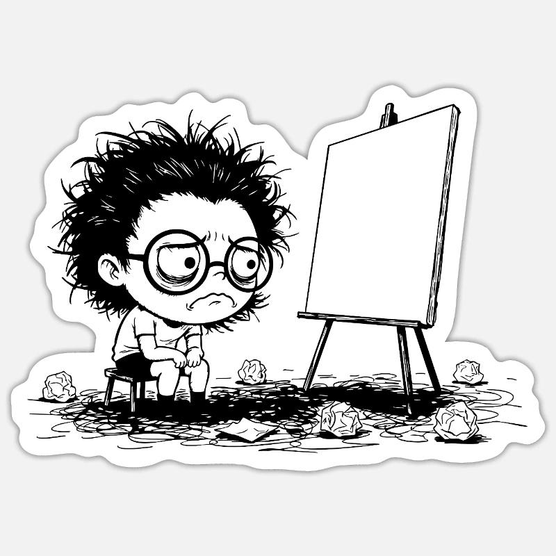 Künstler Creative Blocking Empty Canvas Manga - Sticker Größe S (10 x 10 cm) - Mattweiß