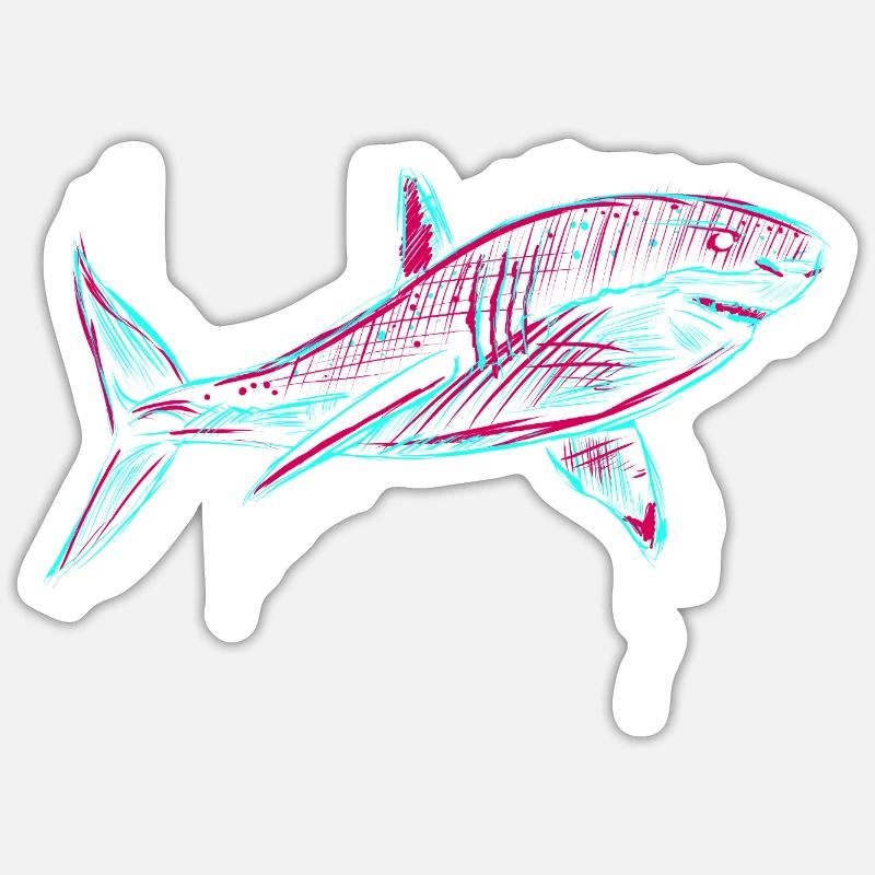 Neo Shark - Sticker size S (10 x 10 cm) - white matte