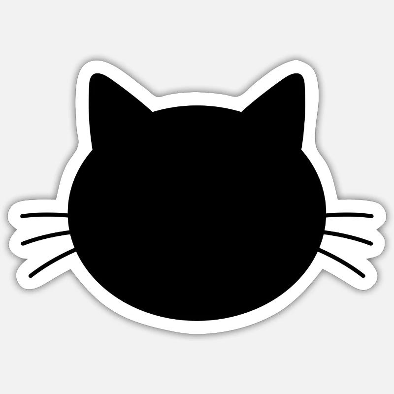 Tête de chat - Sticker taille S (10 x 10 cm) - blanc mat