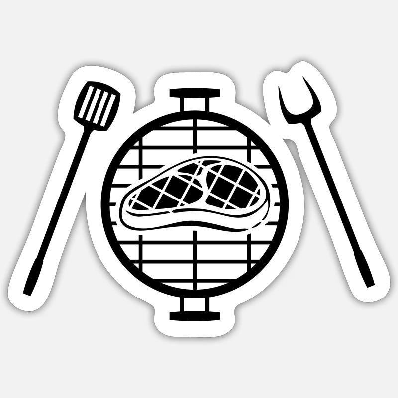 Grill Steak - Sticker Größe S (10 x 10 cm) - Mattweiß