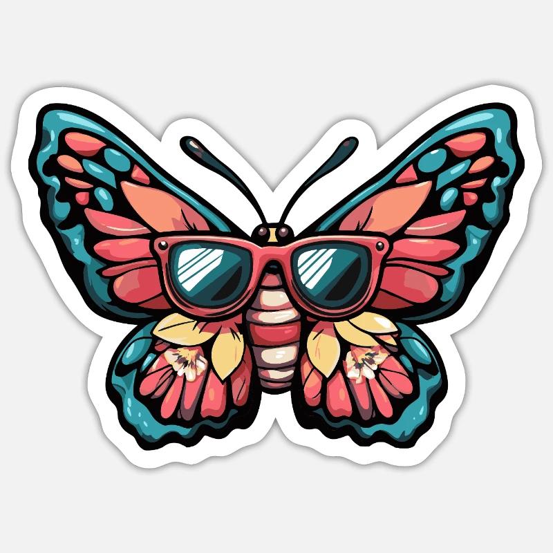 Schmetterling Comic Urlaub - Sticker Größe S (10 x 10 cm) - Mattweiß