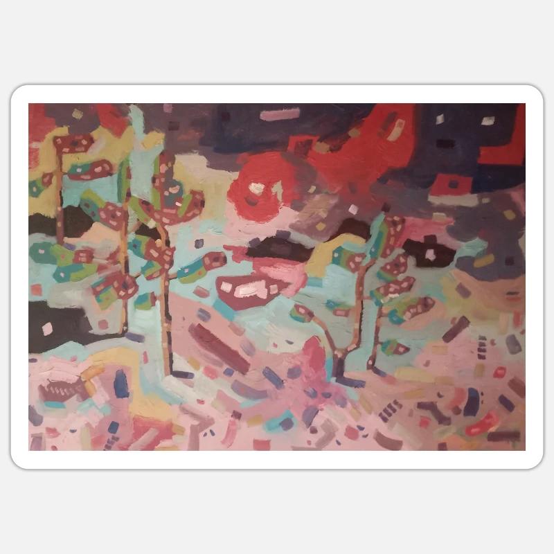 Abstrakter Garten der Farben - Sticker Größe S (10 x 10 cm) - Mattweiß