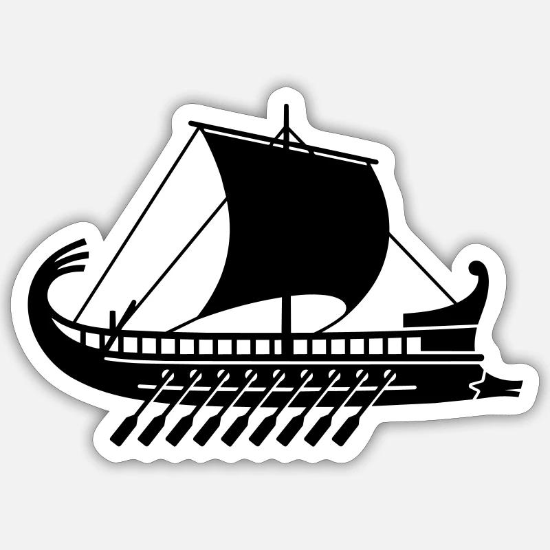 Griechisches Kriegsschiff - Sticker Größe S (10 x 10 cm) - Mattweiß
