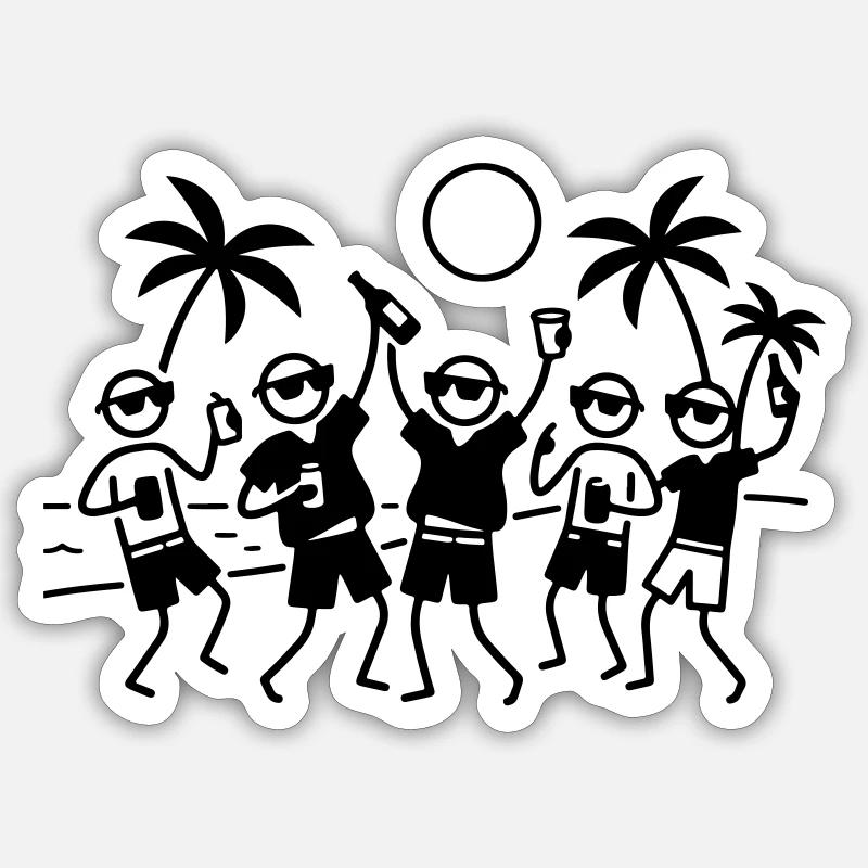 Party Group Beach - Sticker taille S (10 x 10 cm) - blanc mat
