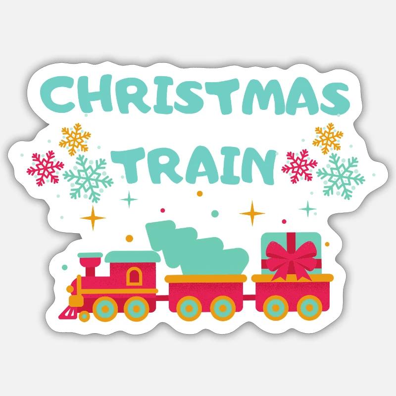 Christmas Train - Sticker Größe S (10 x 10 cm) - Mattweiß