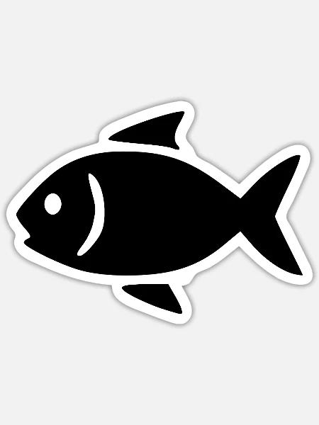 Fisch schwarz Meeresfische angeln Geschenk Angler - Sticker Größe S (10 x 10 cm) - Mattweiß