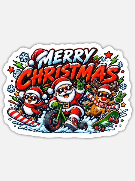 Merry Christmas - Sticker Größe S (10 x 10 cm) - Mattweiß