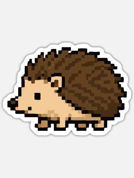 Pixeliger Igel im Retro-Stil - Sticker Größe S (10 x 10 cm) - Mattweiß