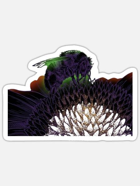 Neon Bumblebee - Sticker Größe S (10 x 10 cm) - Mattweiß