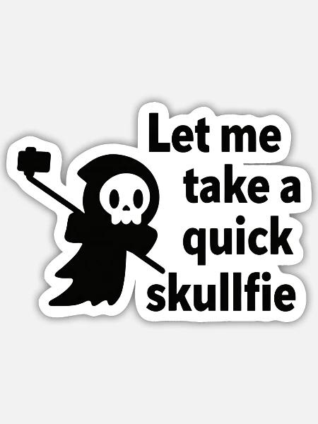 Skelett-Selfie mit Selfie-Stick - Sticker Größe S (10 x 10 cm) - Mattweiß