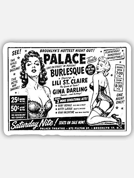 PALASTBURLESK - Sticker Größe S (10 x 10 cm) - Mattweiß