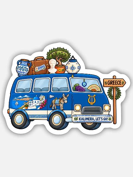 Griechenland Camper Wohnmobil - Sticker Größe S (10 x 10 cm) - Mattweiß