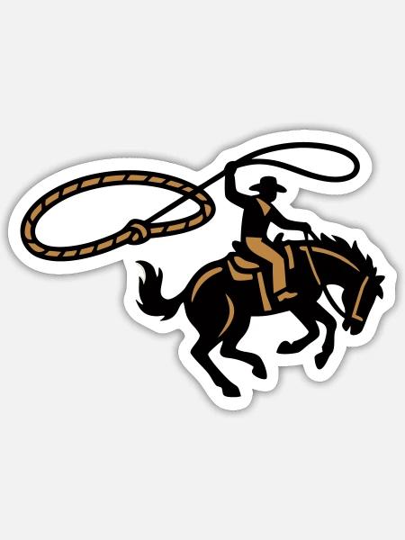 Rodeo Cowboy Lasso Grafik - Sticker Größe S (10 x 10 cm) - Mattweiß