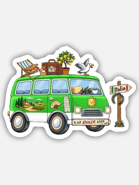 Italien Camper Wohnmobil - Sticker Größe S (10 x 10 cm) - Mattweiß