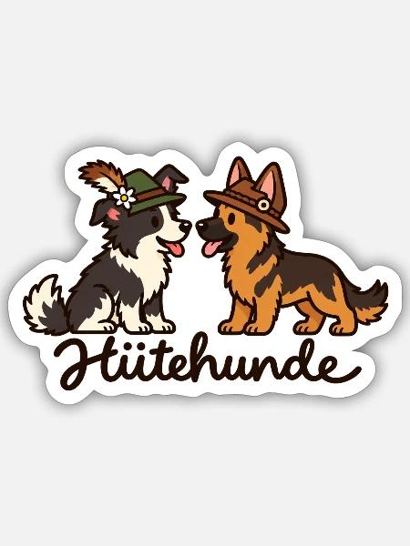Hütehunde – Border Collie & Schäferhund - Sticker Größe S (10 x 10 cm) - Mattweiß