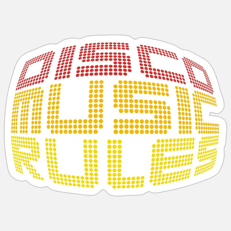 Disco Music Rules - Sticker taille S (10 x 10 cm) - blanc mat