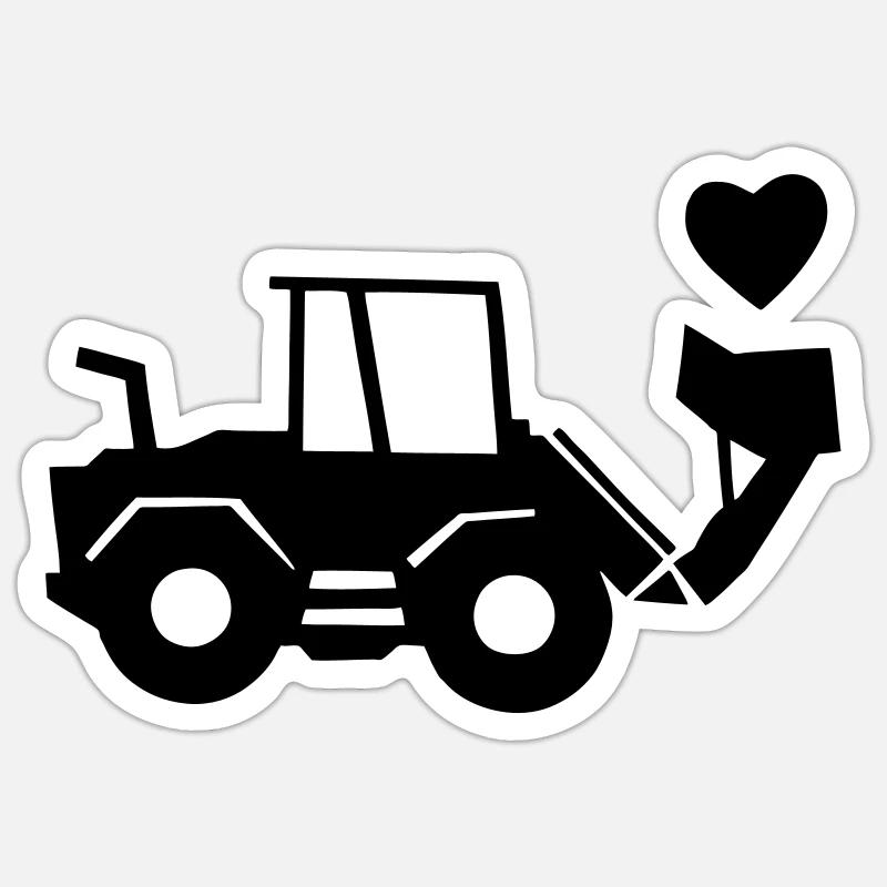 Radlader mit Herz einfarbig - Sticker Größe S (10 x 10 cm) - Mattweiß