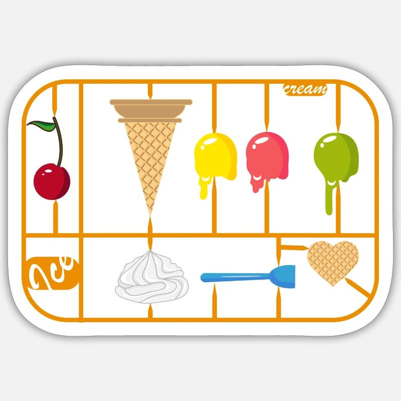 Un cornet de crème glacée dans le kit - Sticker taille S (10 x 10 cm) - blanc mat