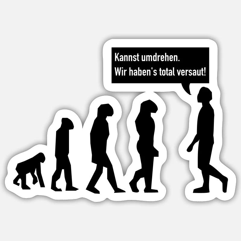 evolution umdrehen - Sticker Größe S (10 x 10 cm) - Mattweiß