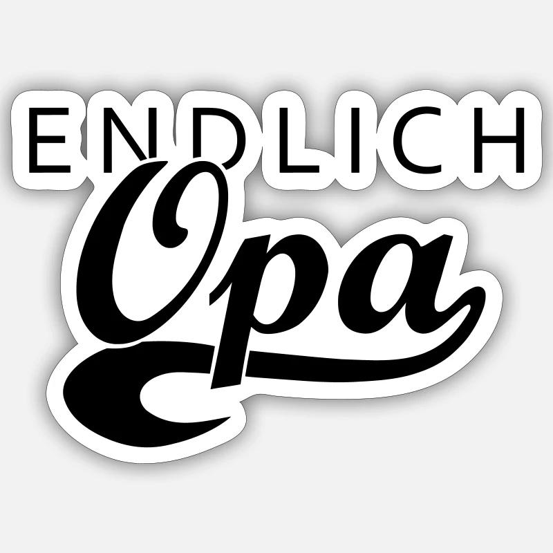 Endlich Opa - Farbwechsel - Sticker Größe S (10 x 10 cm) - Mattweiß