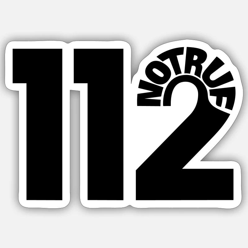 Notruf 112 rund - Sticker Größe S (10 x 10 cm) - Mattweiß