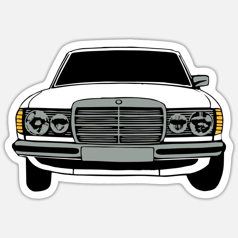 MB W123 Youngtimer Oldtimer,70er,80er (25) - Sticker Größe S (10 x 10 cm) - Mattweiß