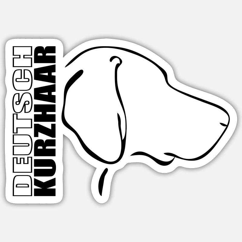 DEUTSCH KURZHAAR PROFIL Jagdhund Wilsigns - Sticker Größe S (10 x 10 cm) - Mattweiß