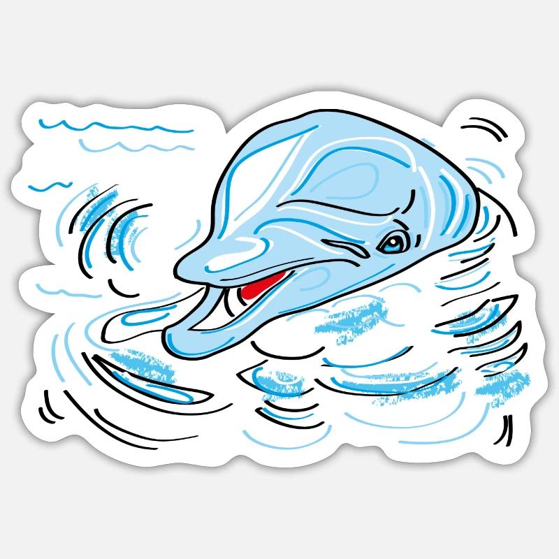 dauphin - Sticker taille S (10 x 10 cm) - blanc mat