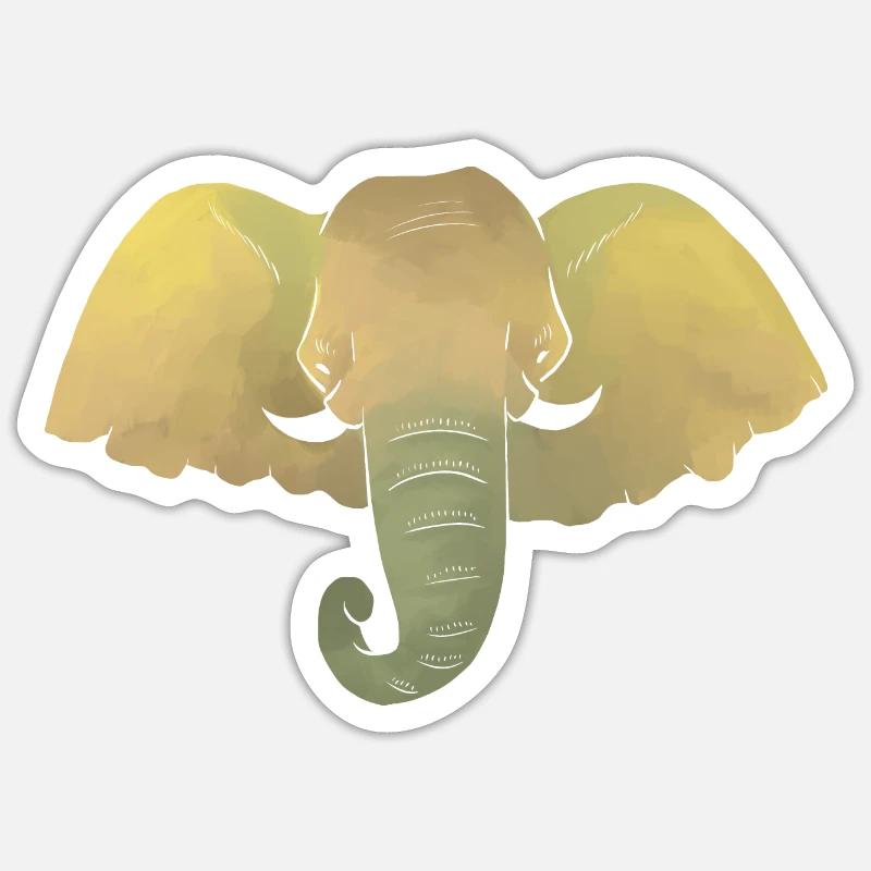 Elefant - Elefantenkopf Sticker Größe S (10 x 10 cm)