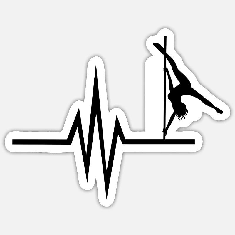 Mon cœur bat pour la pole dance - danse pole dancing Sticker taille S (10 x 10 cm)