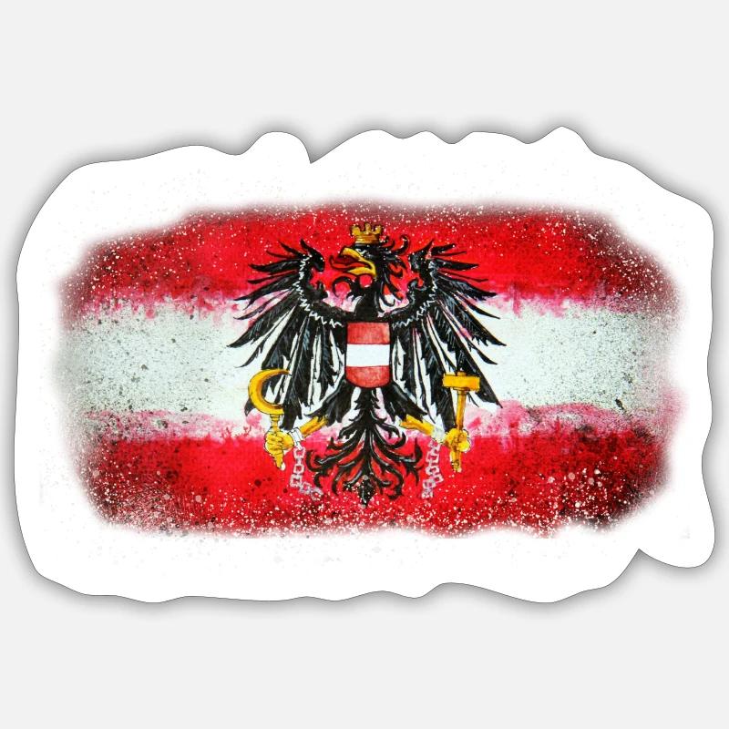 Drapeau de l’Autriche - Sticker taille S (10 x 10 cm) - blanc mat