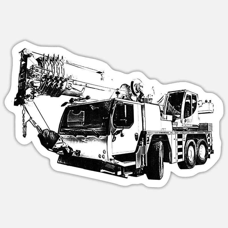 grue mobile - Sticker taille S (10 x 10 cm) - blanc mat
