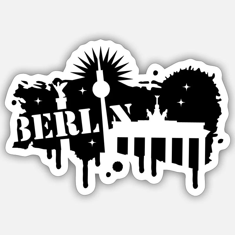 Berlin, Brandenburg Gate, and Victory Column - Sticker size S (10 x 10 cm) - white matte