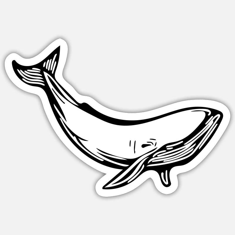 Wal - Sticker Größe S (10 x 10 cm) - Mattweiß