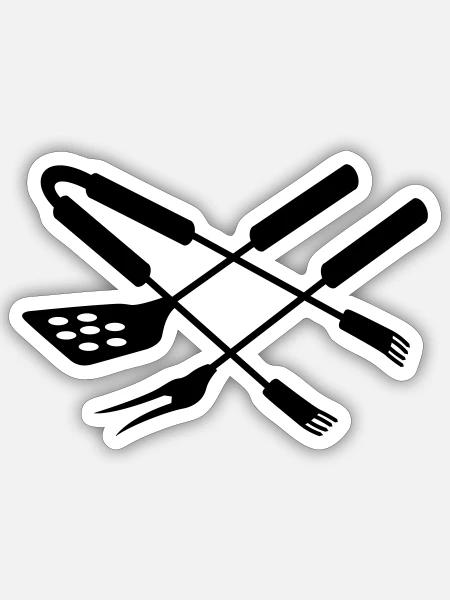 Barbecue - Sticker Größe S (10 x 10 cm) - Mattweiß