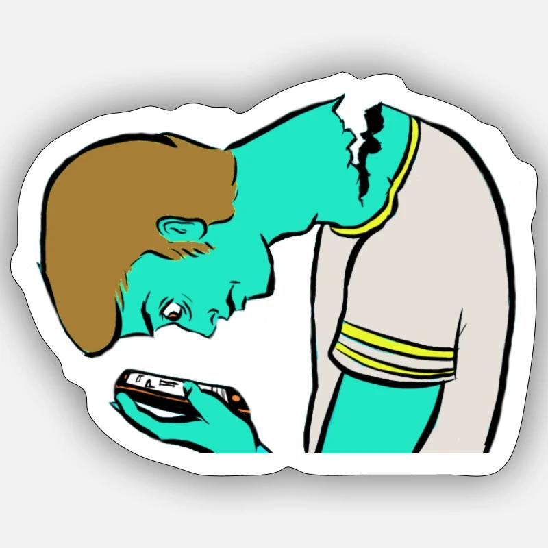 Smombie Smartphone Zombie - Sticker Größe S (10 x 10 cm) - Mattweiß