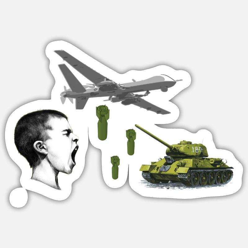 Anti war statement - Sticker size S (10 x 10 cm) - white matte