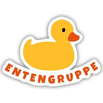 Groupe de canards Groupe - Sticker taille S (10 x 10 cm) - blanc mat - Devant