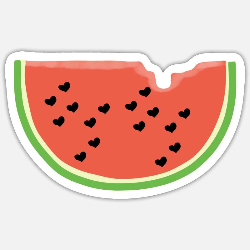 Melone mit Herz - Geschenk - Wassermelone - Comic Sticker Größe S (10 x 10 cm)